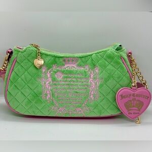 Juicy Couture Tale Quilted Green and Pink Shoulder Bag